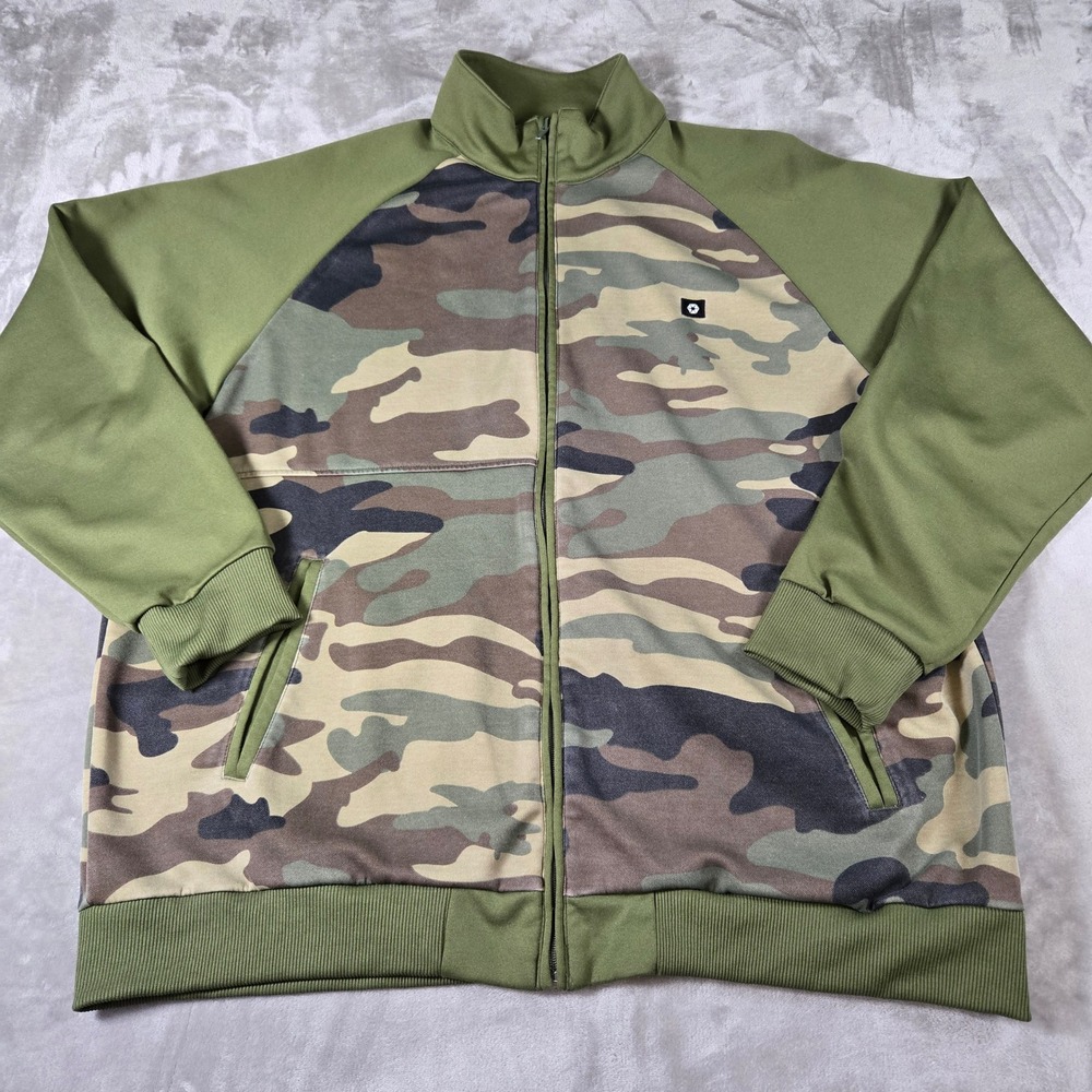 Vtg South Pole XXL Mens Camo‎ Jacket Y2K Olive Green Full Zip Track Sweatshirt